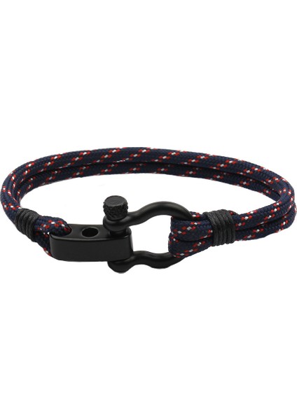 SB1201 Siyah Paslanmaz Çelik Ayarlanabilir Tokalı El Yapımı Yaratıcı Basit Takı Erkekler Için Outdoor Tırmanma Hayatta Kalma Halat Bilekliği (Yurt Dışından)