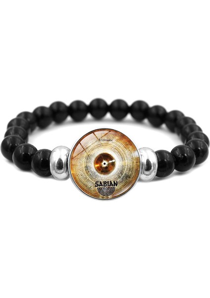 XSWX2979-10 Sıcak Satış Davulcu Zil Elastik Boncuklu Bilezik Retro Takı Davul Eşi Hediye Davulcu Cam Basma Düğmeler Bilezikler Erkekler Için (Yurt Dışından)