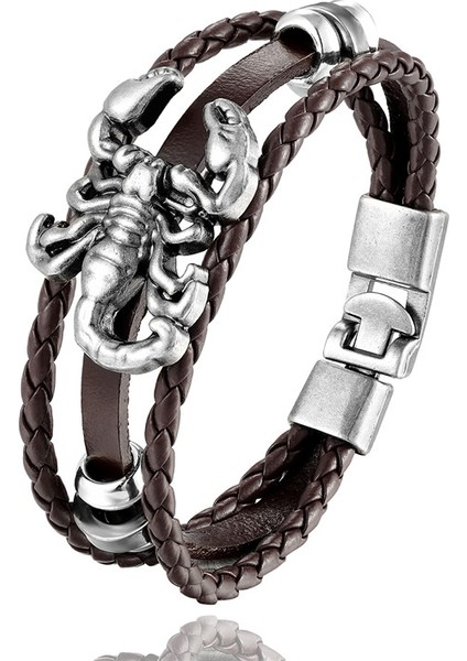 Mavi Akrep Vintage Deri Bilezik Kadınlar Çok Katmanlı Bilezik Erkekler Şanslı Bilezik Bilezik Aksesuarları Pulseras (Yurt Dışından)