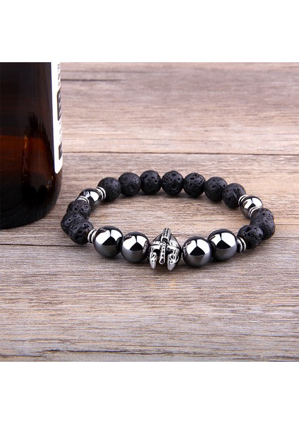 21CM Tarzı No.15 Boyutu Erkek Bileklik Hematit Boncuk Bilezik Roma Şövalyesi Spartan Savaşçı Gladyatör Kaskı Kolye Bilezik Kadınlar Takı Hediye (Yurt Dışından) fırsatları