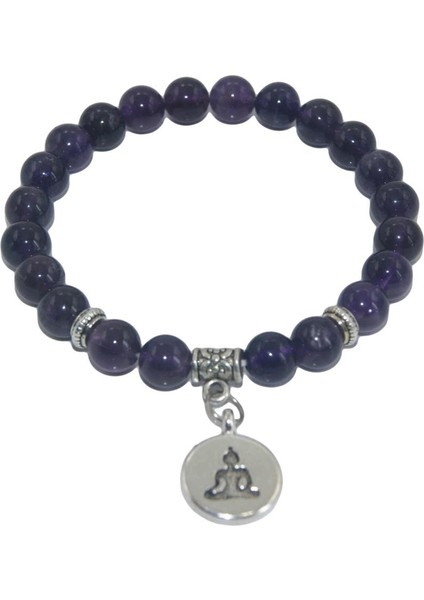 Ametist Erkekler Için Yoga Iyileştirme Denge Bilekliği Reiki ile 8 mm Doğal Taş Buddha Boncukları Ametist Akik Lapis Lazuli Kaplan Gözü Turkuaz (Yurt Dışından)