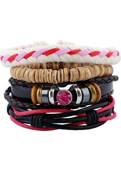 QNW4029 Vintage Punk Dalga Çok Katmanlı Deri Bileklik Erkek Moda Örme El Yapımı Halat Sargı Ahşap Boncuk Bilezikler ve Bilezikler Erkek Hediye (Yurt Dışından) indirimleri
