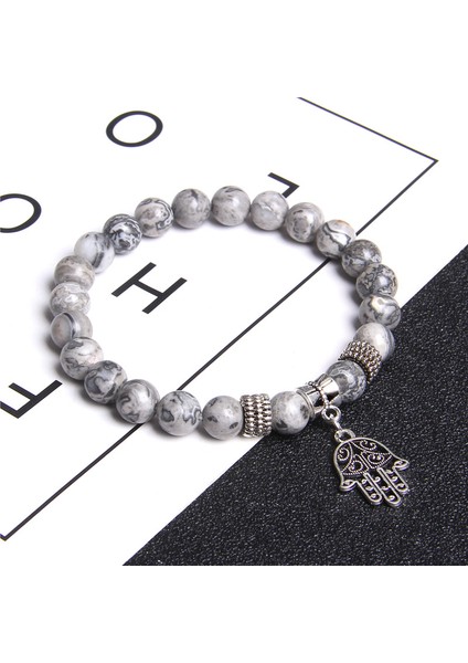 23CM Tarzı Harita Taşı El Yapımı Kadın Bileklik Doğal Taş Pembe Zebra Boncuk Bileklik El Yağlı Göz Kolye Bilezik Kadın Erkek Takı Için (Yurt Dışından) indirimleri