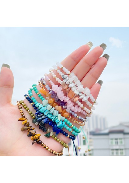 Ametist Kadınlar Için Boho Doğal Taş Bileklik Tigergözü Ametist Pembe Kristal Çakıl Taşı Zincir Bilezik Ayarlanabilir Halat Zinciri Tatil Hediyesi (Yurt Dışından) fiyatları