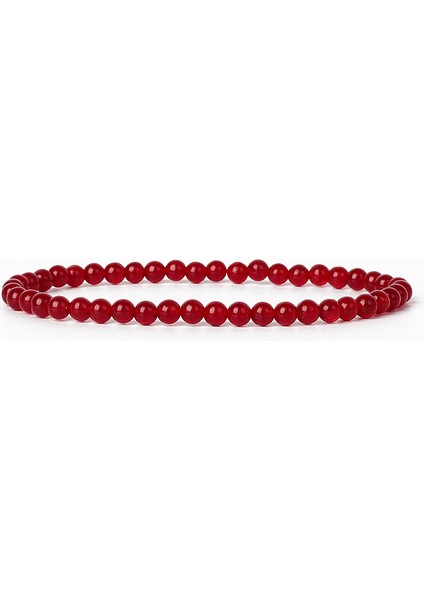 4MMBEADS-17CM Tarzı 14KIRMIZI Akik Doğal Yuvarlak Akik Oniks Taş Esnek Bilezik Kadın Erkek El Yapımı Yoga Takıları Için Çakra Boncuk Enerji Bileziği (Yurt Dışından)