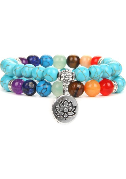 19CM Tarzı Altın Rengi 7 Çakra Bileklik Doğal Ametist Boncuklu Bilezik Budizm Lotus Taşı Bileklik Erkekler Reiki Taş Pulsera Kadınlar Yoga Takı (Yurt Dışından)