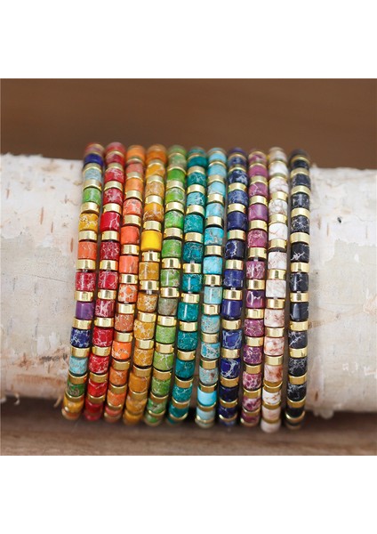 Turuncu Boho Etnik Gökkuşağı Doğal Taş Jaspers Çini Boncuk Bilezik Esnek Yeni Moda Çok Renkli Karışık Sörf Plaj Takı Dropship (Yurt Dışından) modelleri