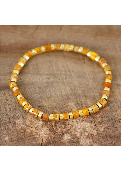 Turuncu Boho Etnik Gökkuşağı Doğal Taş Jaspers Çini Boncuk Bilezik Esnek Yeni Moda Çok Renkli Karışık Sörf Plaj Takı Dropship (Yurt Dışından) indirimleri