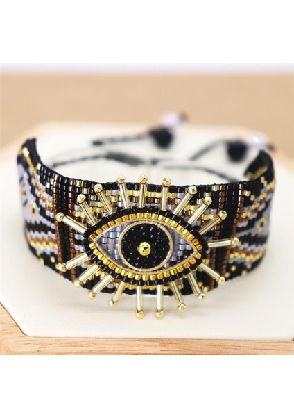22CM Tarzı No.2 Boyutu Kadınlar Için Zhongvi Mıyukı Bileklik Türk Şanslı Nazar Boncuğu Bileklikler Pulseras Mujer Femme Takı Kadın El Yapımı Düz Dokuma Boncuk (Yurt Dışından)