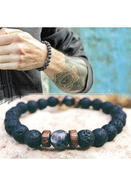 No.30 Boyutu Moda Erkek Boncuklu Bilezik Doğal Lava Taşı Ahşap Çakra Difüzör Bileklik 12 Burç Takı Punk Bilezikler Kadınlar Için (Yurt Dışından) modelleri