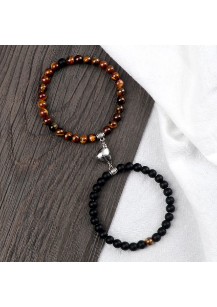 Mat-Kırmızı Çift Mesafe Kalp Mıknatıs Kolye Bileklikler Sevgili Için Doğal Taş Boncuklu Esnek Bilezik Takı Arkadaş Hediye (Yurt Dışından) modelleri