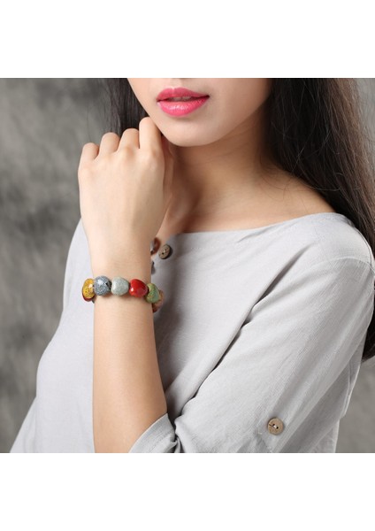 Meydan Sıcak Satış El Yapımı Kalp Şekilli Vintage Boncuk Bayan Bileziği Bohemya Seramik Taşlı Charm Kadın Bilezikleri Moda Noel Hediyesi (Yurt Dışından) modelleri