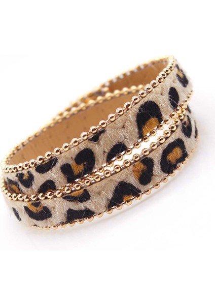 No.12 Boyutu Kadınlar Için Moda Deri Bilezik Leopar Basit Tüm Eşleşme V Kelime Geniş Şık Kolluk Wrap Bilezik Femme Bileklik Takı (Yurt Dışından)