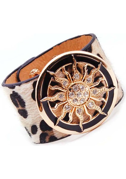 No.12 Boyutu Kadınlar Için Moda Deri Bilezik Leopar Basit Tüm Eşleşme V Kelime Geniş Şık Kolluk Wrap Bilezik Femme Bileklik Takı (Yurt Dışından)