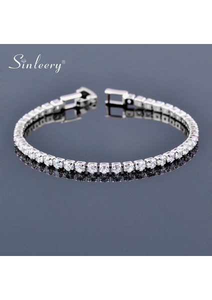 16CM 2 Kat Altın Sınleery 16CM Yuvarlak Aaa Kübik Zirkonya Tenis Bileziği Kadınlar Için Gül Altın Gümüş Rengi Gelinlik Düğün Takıları Slf (Yurt Dışından) fiyatları