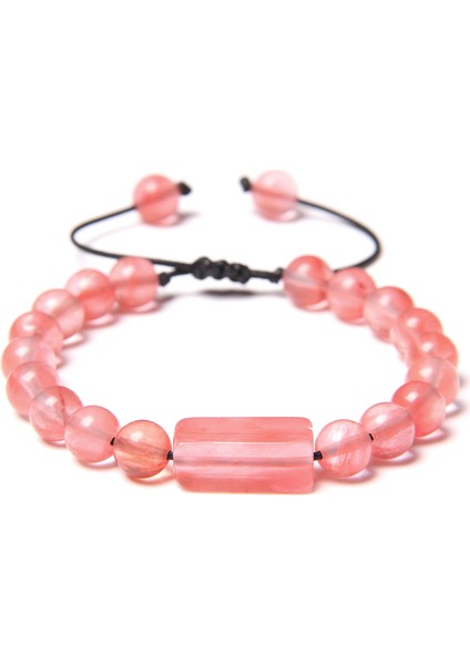 Karpuz Taşı El Yapımı Örgü Bilezik Erkek Doğal Lapis Lazuli Taş Boncuk Bilezik Kadınlar Için Minimalist Ayarlanabilir Örme Halat Pulsera Takı (Yurt Dışından)