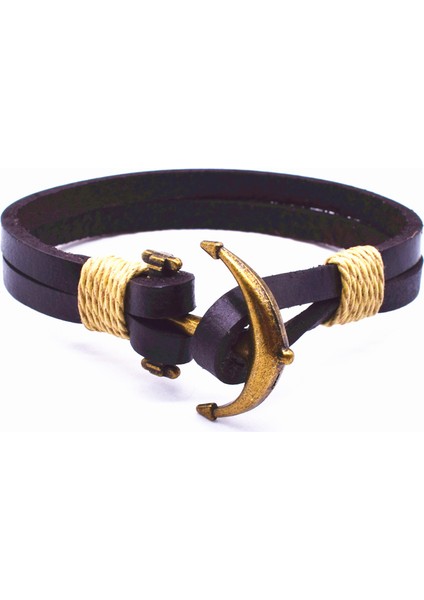 G10 2019 Moda Vintage Stil Kolay Kanca Dümen Çapa Bilezik 21CM Gerçek Deri Zincir Bağlantı Arkadaş Bileklik Erkek Takı (Yurt Dışından)