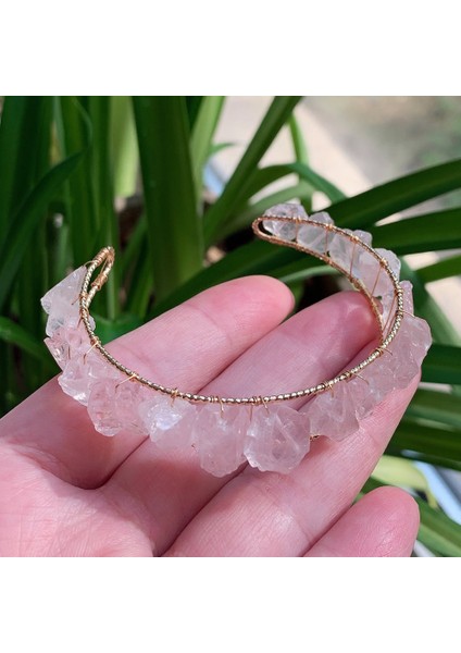 Gül Kuvartzı Doğal Ametistler Sitrinler Kyanitler Kuvars Bilezik Healing Rock Mineral Taş Açık Kolluk Tel Sarma Kristal Bilezik (Yurt Dışından)