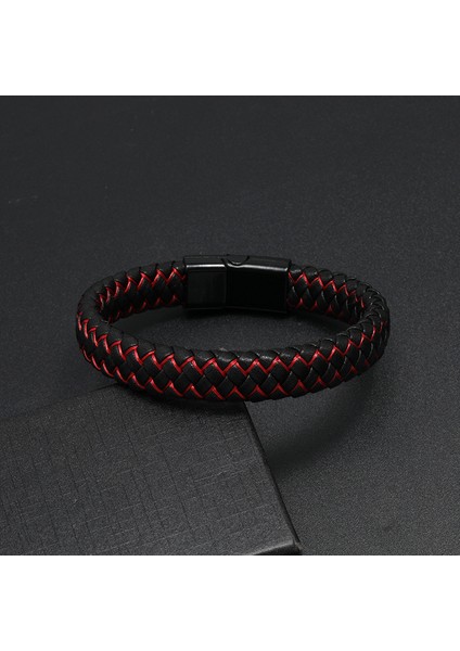 20CM Tarzı NO.83928 Beden Zorcvens Yeni Moda Erkek Punk Vintage Siyah Mavi Örgülü Deri Bileklik Için Manyetik Toka Erkek Takı Hediye (Yurt Dışından) indirimleri