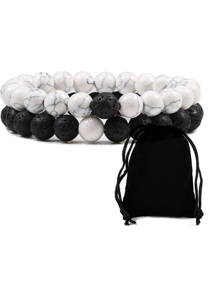 1'i Ayarla Çift Mesafe Boncuk Bileklik Sevgililer Için Kalp Mıknatıs Çekim Doğal Taş Bilezikler Arkadaşlar Takı Hediye Bilezikler (Yurt Dışından)