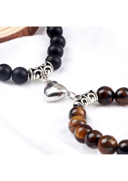 1'i Ayarla Çift Mesafe Boncuk Bileklik Sevgililer Için Kalp Mıknatıs Çekim Doğal Taş Bilezikler Arkadaşlar Takı Hediye Bilezikler (Yurt Dışından) fırsatları