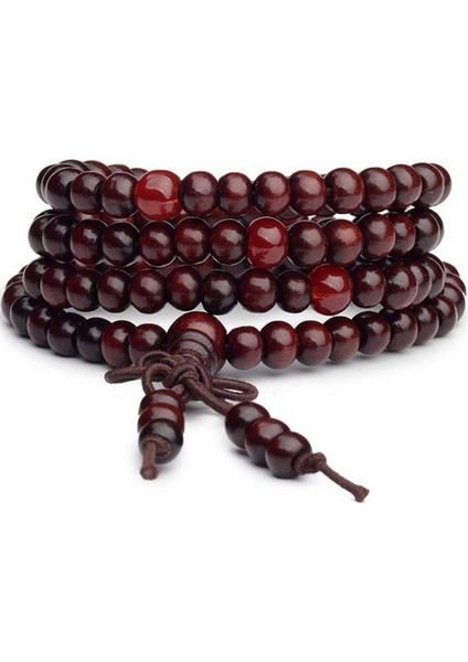 No.1 Boyutu 6mm Doğal Sandal Ağacı Budist Buddha Ahşap Boncuk Bilezikler Dua Inci Düğüm 4-Katmanlı Bilek Zinciri Erkek Kadın Bilezik Bilezikler (Yurt Dışından)