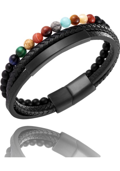 22CM Tarzı Gosterildigi Gibi Erkek Bileziği Hakiki Deri Örgü Sekiz Gezegen Doğal Taş Bileklik Evren Yoga Çakra Galaksi Güneş Sistemi Boncuk Bilezikler (Yurt Dışından)