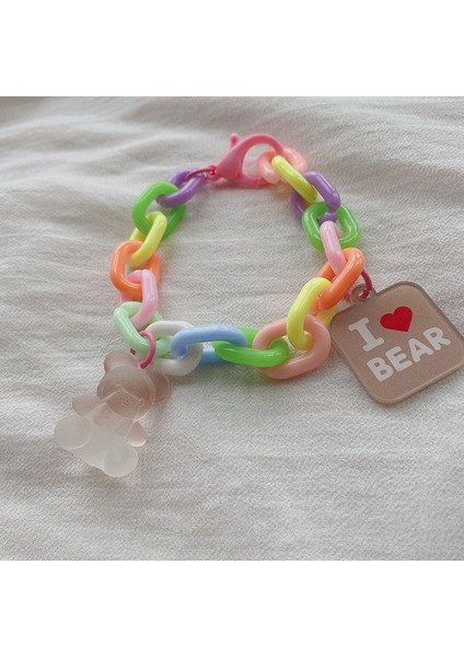 Kahverengi Kare Kız Çocukları Için Yapımcılar Ülkesi Bilezikler Renkli Mat Ayı Kolye Boncuk Plastik Zincir Bilezikler Hediye Moda Takı (Yurt Dışından)