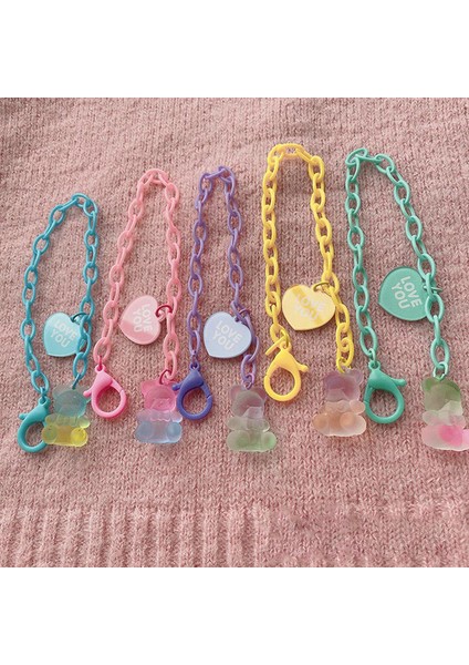 Kahverengi Kare Kız Çocukları Için Yapımcılar Ülkesi Bilezikler Renkli Mat Ayı Kolye Boncuk Plastik Zincir Bilezikler Hediye Moda Takı (Yurt Dışından) fiyatları