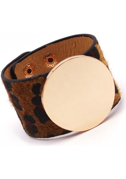 No.8 Boyutu Kadınlar Için Moda Deri Bilezik Leopar Basit Tüm Eşleşme V Kelime Geniş Şık Kolluk Wrap Bilezik Femme Bileklik Takı (Yurt Dışından)