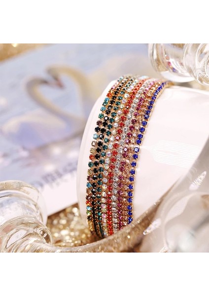 F 11 Sıra Altın Moda Sıraları Tam Kristal Taşlı Elastik Bilezik Altın Bilezik Parlak Bileklik Kadın Düğün Gelin Takıları (Yurt Dışından) indirimleri