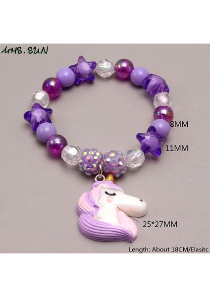 Pas Kırmızısı Kızlar Bebek Elastik Boncuklu Takı Bileklik Renkli Sevimli Kalp Kabuk Unicorn Gökkuşağı Kolye Boncuk Bilezik (Yurt Dışından) fırsatları