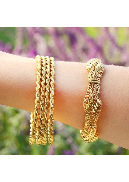 G Lüks Altın Renkli Takı Müslüman Türk Bilezik Etiyopyalı Afrikalı Kadınlar Dubai Bilezik Parti Düğün Hediye (Yurt Dışından) indirimleri