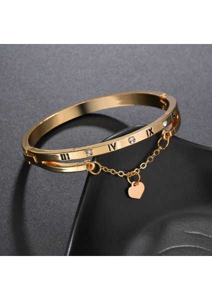 C Kadınlar Için Ünlü Takılar Kalp Düğün Aşk Şans Bileklik Bilezikleri Lüks Gül Altın Paslanmaz Çelik Bileklik (Yurt Dışından)