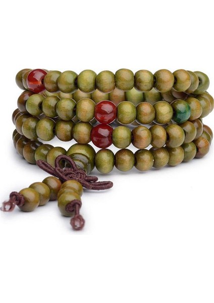 No.5 Boyutu 6mm Doğal Sandal Ağacı Budist Buddha Ahşap Boncuk Bilezikler Dua Inci Düğüm 4-Katmanlı Bilek Zinciri Erkek Kadın Bilezik Bilezikler (Yurt Dışından)