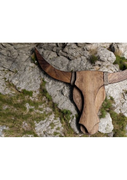Bullcow Pilli Sarıçam Ahşap Boğa Kafası Dekoratif Aplik Avize Duvar Dekoru (Peri LED Li) fiyatları