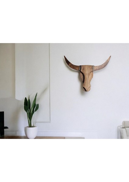 Bullcow Pilli Sarıçam Ahşap Boğa Kafası Dekoratif Aplik Avize Duvar Dekoru (Peri LED Li) fırsatları