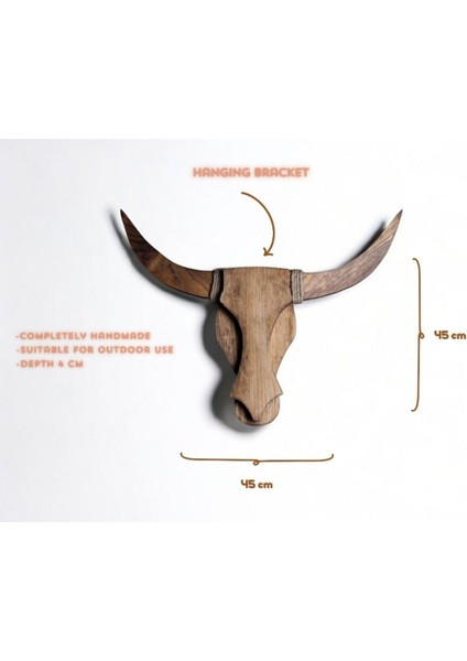 Bullcow Pilli Sarıçam Ahşap Boğa Kafası Dekoratif Aplik Avize Duvar Dekoru (Peri LED Li) indirimleri