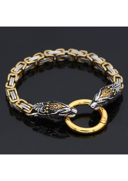 21CM Tarzı Ejderha Başlı Bileklik 2021 Moda Hükmeden Yeni Nordic Lider Zincir Erkek Bileziği Paslanmaz Çelik Takı Hediye (Yurt Dışından)