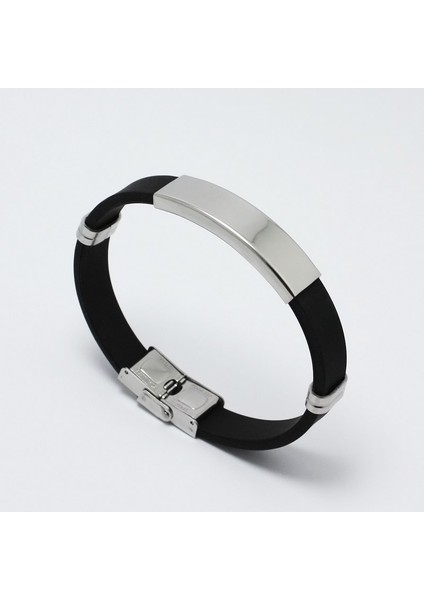 Siyah Erkek Takılar Için Wonlife Gümüş Renk Titanyum Paslanmaz Çelik Siyah Silikon Bileklik Bilezik Yılbaşı Hediyesi (Yurt Dışından) modelleri