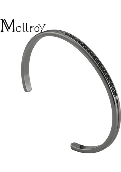 Çelik Mcllroy Kol Erkek Bilezik Bilezik Yeni Erkek Takı Çelik Siyah Cool Zirkon Aşk Bilezikler Sevgililer Günü Hediye Pulseira Masculina (Yurt Dışından)