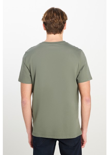%100 Pamuk Regular Fit Normal Kesim Bisiklet Yaka Haki Tişört indirimleri