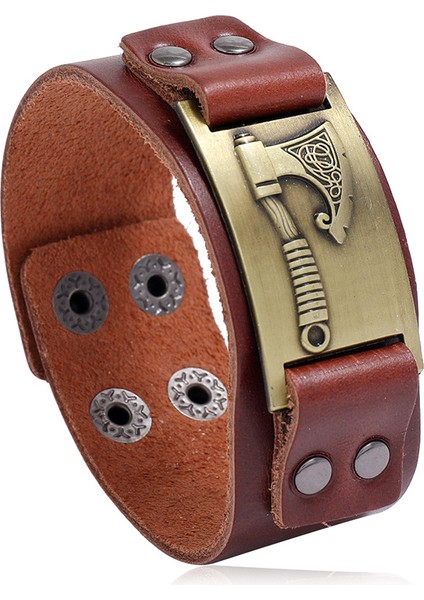 NO.83992 Beden Kotik Erkek Şık Viking Deri Wrap Bilezikler Kaya Punk Retro Pusula Kolye Erkek Bilek Takısı (Yurt Dışından)