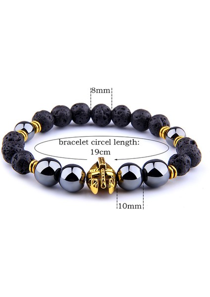 23CM Tarzı No.7 Boyutu Erkek Bileklik Hematit Boncuk Bilezik Roma Şövalyesi Spartan Savaşçı Gladyatör Kaskı Kolye Bilezik Kadınlar Takı Hediye (Yurt Dışından) modelleri