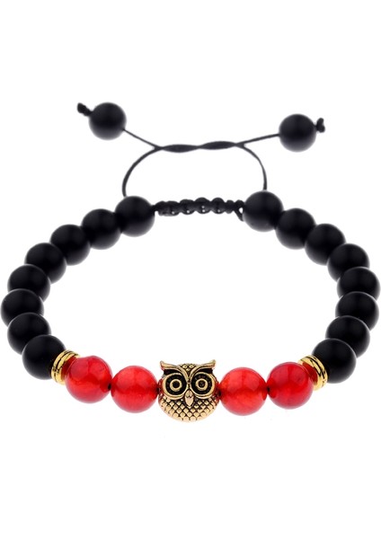 ABK001-1 Oıqueı Metal Kasklı Baykuş Aslan Başlı Boncuklu Bilezik Erkek Renkli Taş Boncuklar Ayarlanabilir Bileklikler Mala Yoga Bileziği Kadınlar Için (Yurt Dışından)