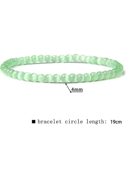 17CM Tarzı Yeşil Kedi Gözü 1 Kadın Erkek Yeşil Mavi Mini Boncuklu 4mm Yuvarlak Doğal Taş Bilezik Kedi Gözü Jades Agat Reiki Meditasyon Takı Hediye (Yurt Dışından)