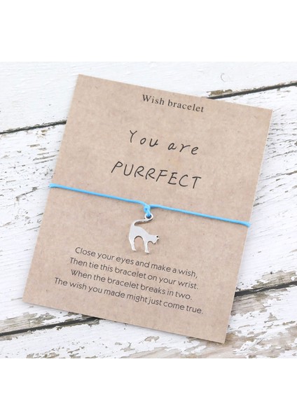 Mavi Sen Mükemmel Bir Kedi Incisi Dilek Bilekliği Hayvan Kedi Bilekliği Sevimli Tatlı Kedi En Iyi Dilekler Kedi Takıları Erkek Kadın Kedi Sever Hediyesi (Yurt Dışından)