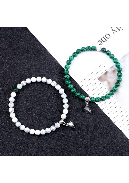 Lav-Mor Hava Çift Mesafe Kalp Mıknatıs Kolye Bileklikler Sevgili Için Doğal Taş Boncuklu Esnek Bilezik Takı Arkadaş Hediye (Yurt Dışından) fırsatları