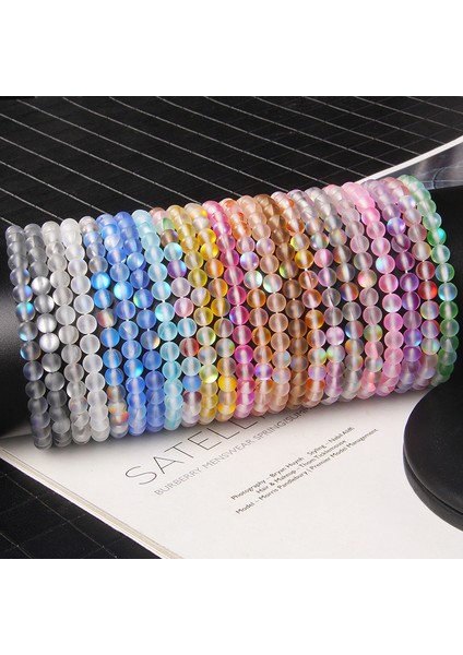 23CM Tarzı 6mm Kırmızı Ay Taşı Bileklik Boncuklu Bilezikler Kadın Erkek Çift Bilezikler Reiki Mat Opal Ay Işığı Meditasyon Takı Sevgi Hediyesi (Yurt Dışından)