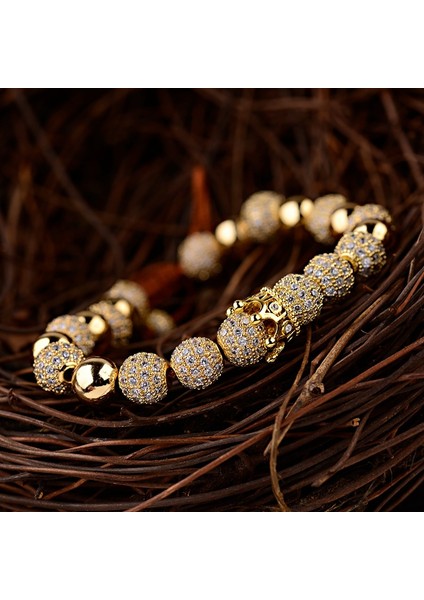 ABL052-2 Douveı Klasik Erkek Bilezik Takı Taç Charms Lüks Makrome Boncuk Bileklikler Kadınlar Için Pulseira Masculina Feminina Hediye (Yurt Dışından)